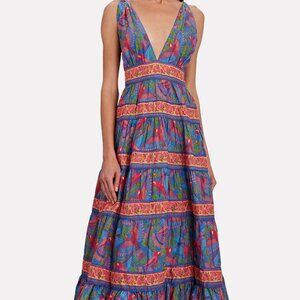 Farm Rio Blue Macaw Flight Midi Dress